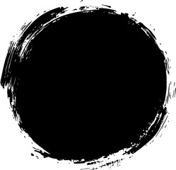 A bold black circular brush stroke, perfect for artistic backgrounds or graphic design projects.