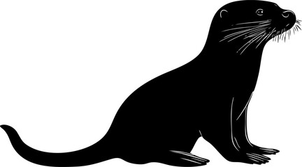 A sleek silhouette of an otter, showcasing its playful nature and aquatic habitat, ideal for wildlife and nature illustrations.