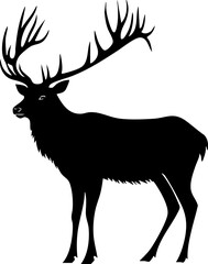 A striking silhouette of a moose showcasing its large antlers, ideal for nature and wildlife-themed projects.