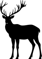 Stylized silhouette of a deer with antlers, perfect for wildlife-themed designs and nature illustrations.