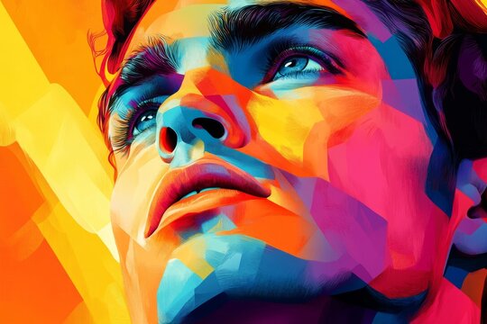 Expressive portrait painting capturing confidence and determination of young man with vibrant colors and visible brushstrokes