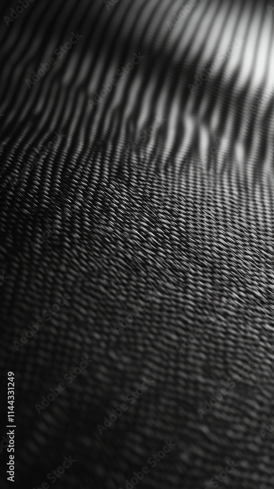 Poster close-up of black synthetic fabric with a wavy pattern, creating an elegant and textured background