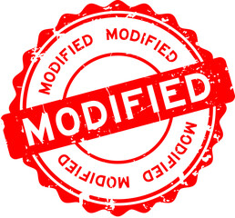 Grunge red modified word round rubber seal stamp on white background