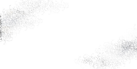 Silver glitter. Silver sparkle confetti.Silver sand, chaotically scattered. PNG background Silver border you can apply at wedding Invitation, Thank you Card, posters, modern card design template.