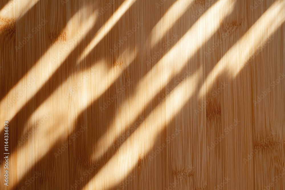 Poster Soft Shadows Creating Patterns on Natural Bamboo Flooring Surface