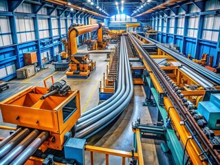 Drone Photography: Close-Up Industrial CNC Pipe Bending Machine - High-Resolution Image