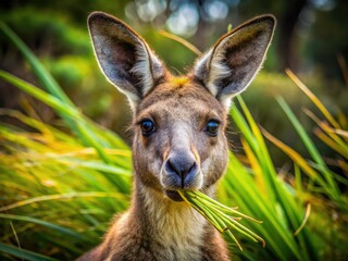 Fototapeta premium Surreal Kangaroo Closeup, Deep Creek Conservation Park, Australia - Dreamlike Wildlife Photography