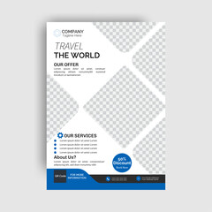 A Corporate travel Flyer is a great tool for promoting your business. A4 simple and editable vector corporate business travel flyer design.