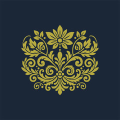 golden decorative elements. Vintage decor floral collection.