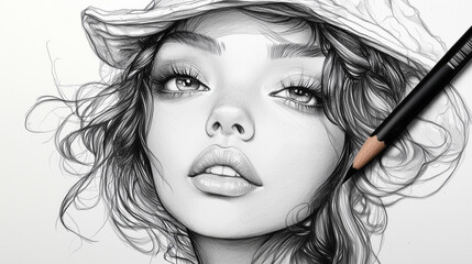 스케치_감성적인 여성 초상화 Emotive Female Portrait