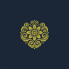 golden decorative elements. Vintage decor floral collection.