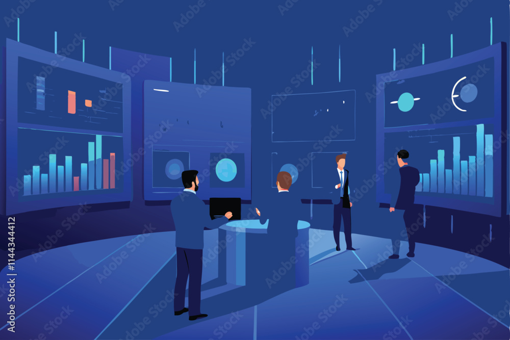Aufkleber generate a sleek, futuristic vector graphic depicting a financial dashboard with holographic display