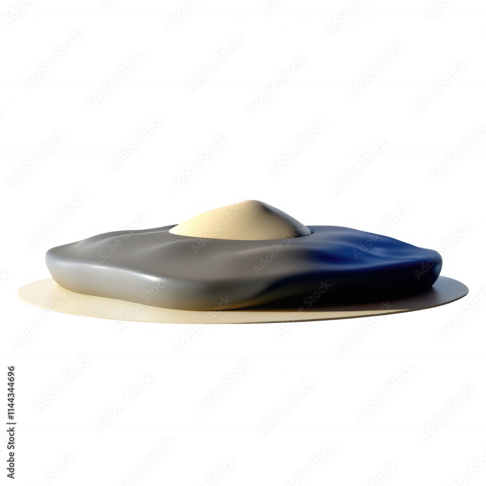 Poster a smooth abstract 3d model featuring a rounded shape with a peak, showcasing various grey and blue h