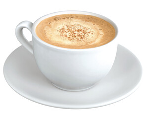 xícara com cappuccino cremoso isolado em fundo transparente