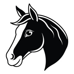 Elegant Black and White Horse Head Logo