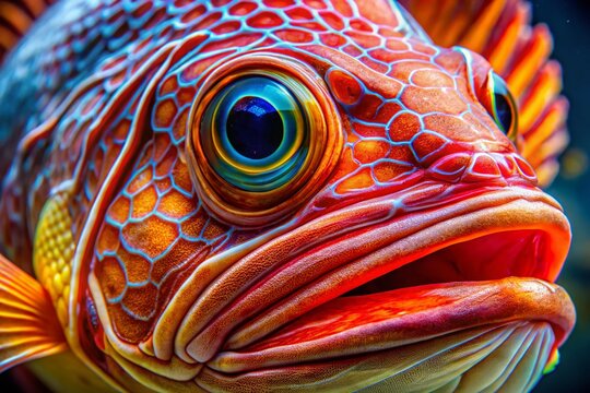 Fish Gills Close Up Macro Photography: Underwater Anatomy, Aquatic Life, Gill Structure, Breathing Mechanism