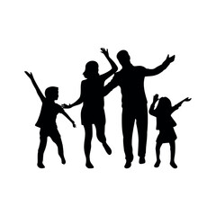 silhouette of happy family isolated on transparent background
