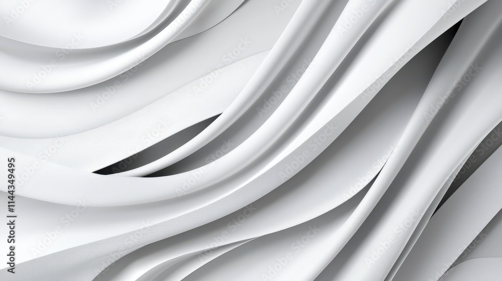 Poster abstract flowing white textures with soft curves and shadows
