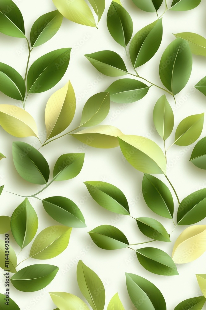 Poster abstract green leaves pattern on light background for design use