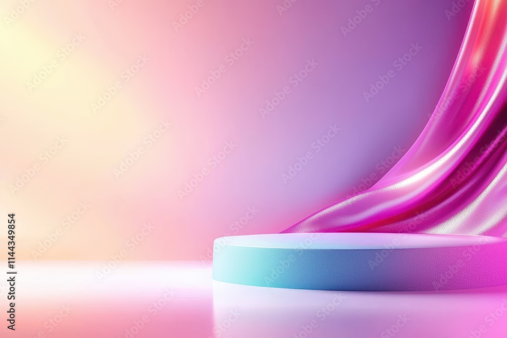 Poster modern minimalist display stand with colorful background
