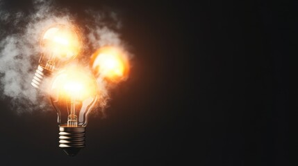 This image displays light bulbs with dynamic movement in a surreal setting, embodying the fluid potential of ideas and the energetic drive of creativity.