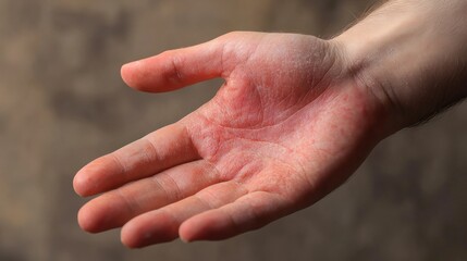 Closeup view of a hand with dry irritated skin
