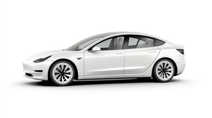 Fototapeta premium A sleek, modern white electric sedan showcasing a minimalist design and advanced technology, embodying eco-friendly transportation.