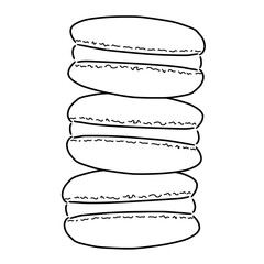 illustration of a set of three macarons vector. macaron vector for print, kids book, coloring book, advertising, etc