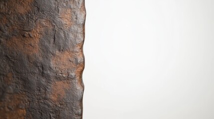 Fototapeta premium A textured wall featuring a rustic, dark surface on one side and a smooth, blank white surface on the other, creating a striking visual contrast.