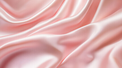 Fototapeta premium Soft blush satin fabric with elegant drapes and smooth texture, perfect for sophisticated designs and minimalistic aesthetics. Ideal for fashion and interior decor