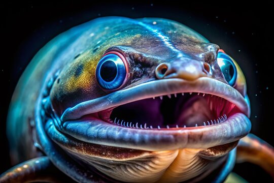 Hagfish Macro Photography: Close-Up Images of Jawless Fish, Ocean Life, Marine Biology, Underwater World
