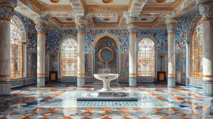 Obraz premium Sunlit Arabesque Palace Interior: A Vision of Opulence and Serenity