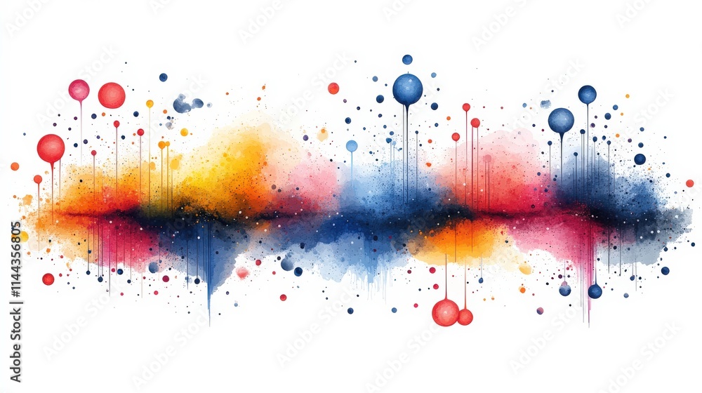 Poster vibrant abstract splash of paint with colorful droplets and drips representing energy and creativity