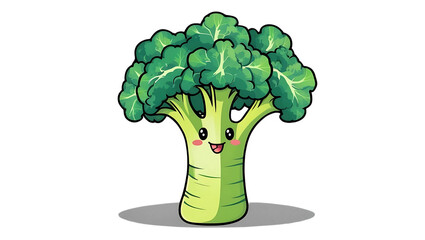 A cute cartoon broccoli, on transparent background