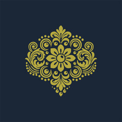golden decorative elements. Vintage decor floral collection.