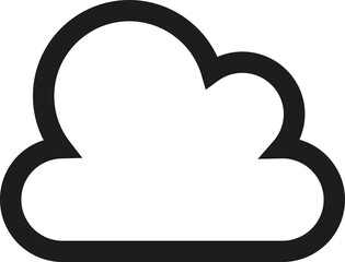 Simple black outline of a cloud with smooth, rounded edges, filled with white space. This image is a common symbol used to represent cloud computing, weather, or storage in digital contexts.
