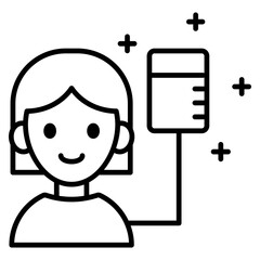 수액 맞는 여자 환자 아이콘