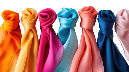 A Beautifully Neatly Folded Set of Silk Scarves Perfect for Fashion Accessory Displays, Styling Ideas, and Shop Showcases.