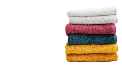 A Neatly Folded Stack of Colorful Bath Towels Ideal for Spa and Home Decor Usage, Perfect for Interior Design Inspirations and Product Displays.