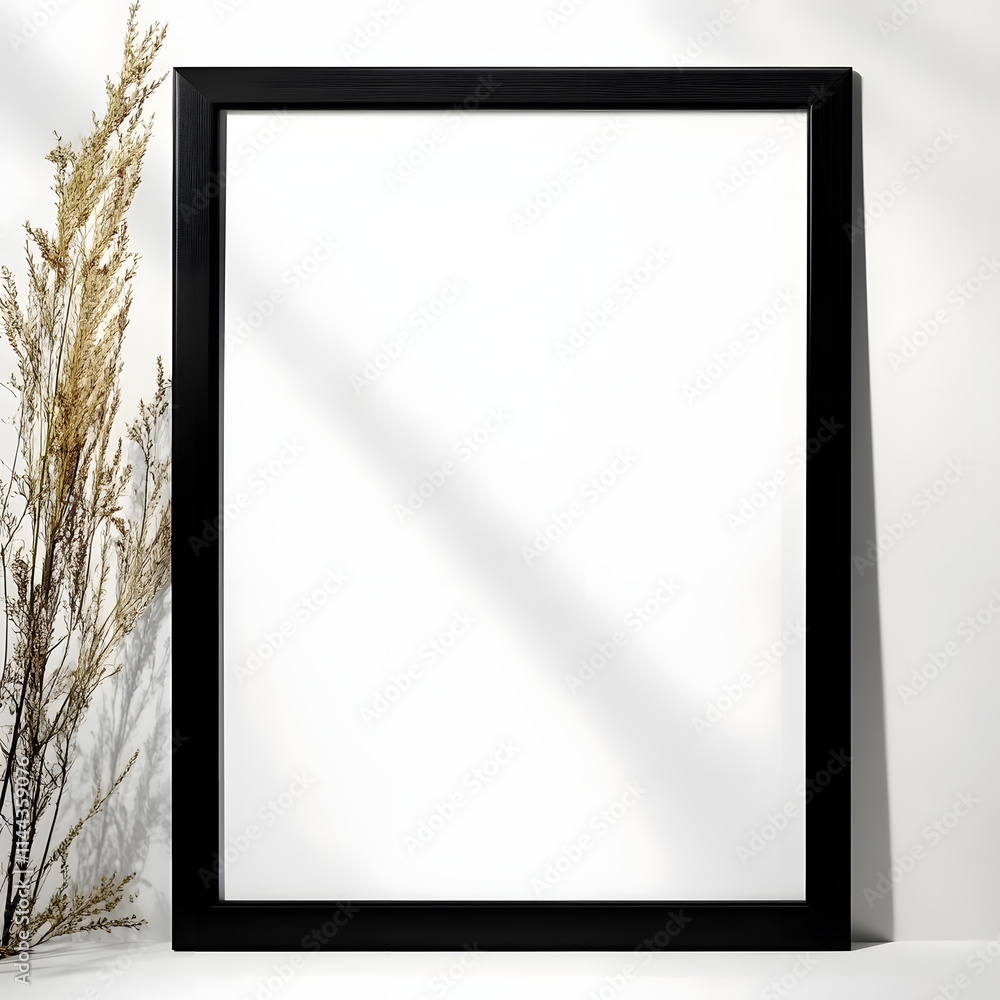 Aufkleber realistic thin photo frame mockup. simple clean portrait large a3, a4 artistic frame mock-up isolate