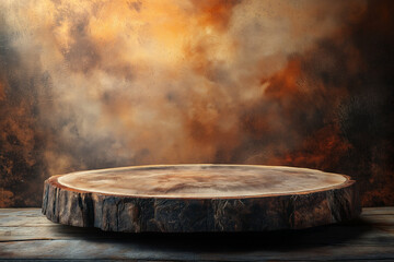 Craftsmanship shines in a rustic wooden podium with stunning natural grains. Generative AI