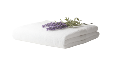 Neatly Folded White Hand Towel on a Lavish Background, Perfect for Spa, Cleaning, or Home Décor.
