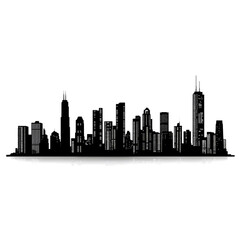 Naklejka premium Black and white city skyline silhouette.