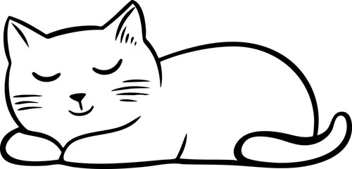 A cute illustration of a sleeping cat, showcasing its relaxed and peaceful demeanor, perfect for pet lovers.