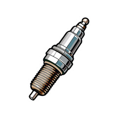 Generate a photorealistic image of a single spark plug, showcasing its ceramic insulator, metal shell, and electrode details.  High resolution, intricate detail.