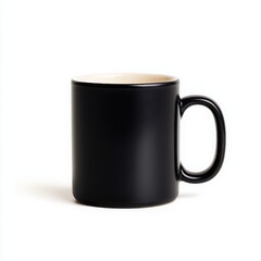 Black ceramic coffee mug on a white isolate background.