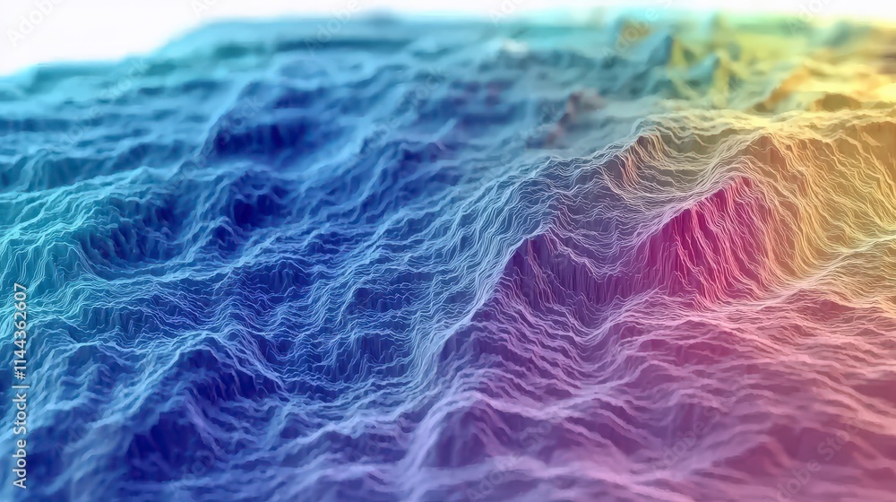 Leinwandbilder Dynamic volatility visualization of soft waves in a futuristic environment abstract conceptual art high-resolution view