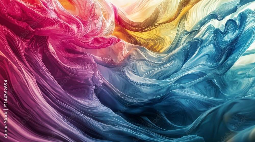 Poster Dynamic color waves symbolizing volatility in abstract art digital canvas fluid motion vibrant palette artistic perspective