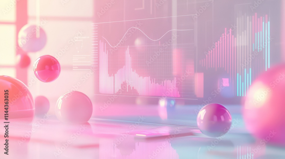 Poster Dynamic financial forecasting scene featuring a digital dashboard modern office data visualization abstract environment