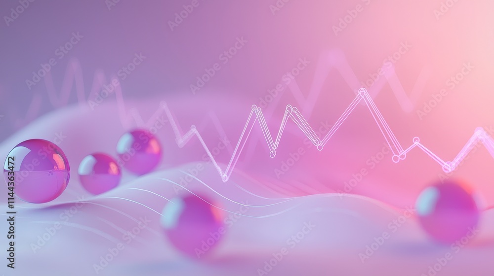 Poster Investment forecast visualization a calm digital art environment with smooth lines and spheres for business insights
